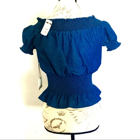 **HAUTE ROUCHING DENIM TOP** - Picture 5 of 5